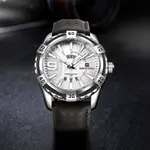 Naviforce NF9117L Comfortable Leather Strap Luxury Fashion and Sports Men's Watch – Dial Color: Silver, Strap Color:  Brown  – Thumbnail 4