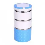 Multicolor 3 Container Plastic Snack Tiffin Lunch Box  – Color: Blue – Thumbnail 2