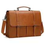 RAINSMORE Men Vintage Leather Waterproof Multicategory Office Bag – Color: Brown – Thumbnail 1