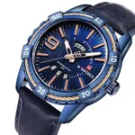 Naviforce NF9117L Comfortable Leather Strap Luxury Fashion and Sports Men's Watch – Dial Color: Bronze, Strap Color: Blue – Thumbnail 3