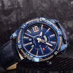 Naviforce NF9117L Comfortable Leather Strap Luxury Fashion and Sports Men's Watch – Dial Color: Bronze, Strap Color: Blue – Thumbnail 5