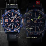 Naviforce NF9117L Comfortable Leather Strap Luxury Fashion and Sports Men's Watch – Dial Color: Bronze, Strap Color: Blue – Thumbnail 6
