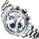 Nibosi 2513 High-Quality Stainless Steel Chronograph Men's Watch – Dial Color: White, Strap Color: Silver – Thumbnail 3