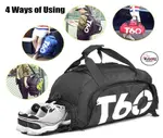 T60 Printing Multi-Function Backpack Travel Gym Bag – Color: Black – Thumbnail 2