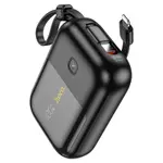HOCO Q20 10000mAh Fountain Built-in Cable Mini Fast Charging Power Bank – Color: Black – Thumbnail 2