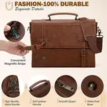 RAINSMORE Mens Waterproof Vintage Leather 17 Inch Large Office Business Bag – Color: Brown – Thumbnail 3