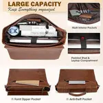 RAINSMORE Mens Waterproof Vintage Leather 17 Inch Large Office Business Bag – Color: Brown – Thumbnail 2
