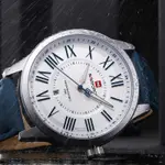 Naviforce NF9126 Luxury Genuine Leather Strap Casual Fashion Men's Watch – Dial Color: Silver, Strap Color: Blue – Thumbnail 2