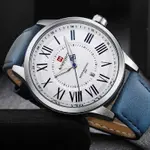 Naviforce NF9126 Luxury Genuine Leather Strap Casual Fashion Men's Watch – Dial Color: Silver, Strap Color: Blue – Thumbnail 4