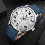 Naviforce NF9126 Luxury Genuine Leather Strap Casual Fashion Men's Watch – Dial Color: Silver, Strap Color: Blue – Thumbnail 5