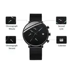CRRJU 2268 Luxury Black Mesh Steel Band Chronograph Casual Fashion Men’s Watch – Dial Color: Blue, Strap Color: Black – Thumbnail 6