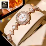 OLEVS 9813 Fashion High-grade Ins Design Niche Mermaid Diamond Encrusted Women's Watch – Dial Color: White, Strap Color:  Brown  – Thumbnail 2