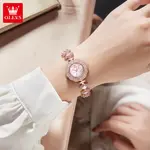 OLEVS 9813 Fashion High-grade Ins Design Niche Mermaid Diamond Encrusted Women's Watch – Dial Color: White, Strap Color:  Brown  – Thumbnail 3