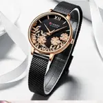 Curren 9065 Quartz Watch With Stainless Steel Strap for Women – Dial Color: Black, Strap Color: Black – Thumbnail 2