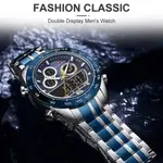 Naviforce NF9188 Luxury Stainless Steel Strap Analog Digital Sports Men's Watch – Dial Color: Blue, Strap Color: Silver – Thumbnail 3