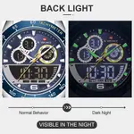Naviforce NF9188 Luxury Stainless Steel Strap Analog Digital Sports Men's Watch – Dial Color: Blue, Strap Color: Silver – Thumbnail 5