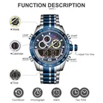 Naviforce NF9188 Luxury Stainless Steel Strap Analog Digital Sports Men's Watch – Dial Color: Blue, Strap Color: Silver – Thumbnail 6