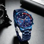  Nibosi 2386 Luxury Stainless Steel Waterproof Men's Watch – Dial Color: Blue, Strap Color: Blue – Thumbnail 3