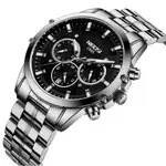 Nibosi 2565 High Quality Stainless Steel Analog Men's Watch – Dial Color: Black, Strap Color: Silver – Thumbnail 3