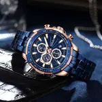 CRRJU 2305 High Quality Stainless Steel Multifunctional Classic Fashion Men's Watch – Dial Color: Rose Gold, Strap Color: Blue – Thumbnail 2