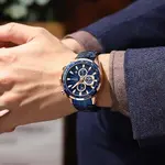 CRRJU 2305 High Quality Stainless Steel Multifunctional Classic Fashion Men's Watch – Dial Color: Rose Gold, Strap Color: Blue – Thumbnail 3
