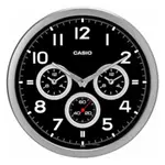 CASIO IQ-90A-8DF Dual-Time Display Silver & Black Wall Clock – Thumbnail 1
