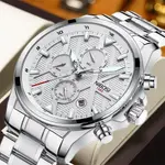 Nibosi 2510 Waterproof & Chronograph Stylish Men's Watch – Dial Color: White, Strap Color: White – Thumbnail 2
