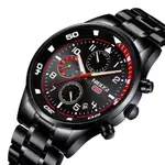  Nibosi 2386 Luxury Stainless Steel Waterproof Men's Watch – Dial Color: Black, Strap Color: Black – Thumbnail 2