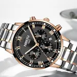 Nibosi 2339 Luxury Stainless Steel Casual Fashion Men's Watch – Dial Color: Black, Strap Color: Silver – Thumbnail 3