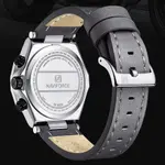 Naviforce NF8028 Luxury Genuine Leather Straps Chronograph Sports Men's Watch – Dial Color: Silver, Strap Color: Grey – Thumbnail 3