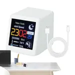 LCD Digital Smart Weather Desktop Thermometer Small Table Clock – Color: White – Thumbnail 2