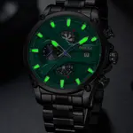 Nibosi 2513 High-Quality Stainless Steel Chronograph Men's Watch – Dial Color: Green, Strap Color: Black – Thumbnail 5
