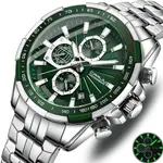 CRRJU 2305 High Quality Stainless Steel Multifunctional Classic Fashion Men's Watch – Dial Color: Green, Strap Color: Silver – Thumbnail 2