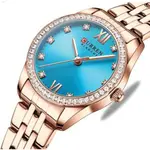 CURREN 9086 Quartz Movement Stainless Steel Women Watch – Dial Color: Green, Strap Color:  Brown  – Thumbnail 2