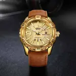 Naviforce NF9117L Comfortable Leather Strap Luxury Fashion and Sports Men's Watch – Dial Color: Gold, Strap Color: Gold  – Thumbnail 3