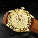Naviforce NF9117L Comfortable Leather Strap Luxury Fashion and Sports Men's Watch – Dial Color: Gold, Strap Color: Gold  – Thumbnail 4
