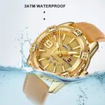 Naviforce NF9117L Comfortable Leather Strap Luxury Fashion and Sports Men's Watch – Dial Color: Gold, Strap Color: Gold  – Thumbnail 5