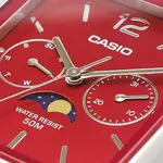 CASIO MTP-M305D-1AVDF Moon Chaser Silver Stainless Steel Chain Unisex Analog Watch – Dial Color: Red, Strap Color: Silver – Thumbnail 2