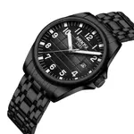 Nibosi 2572 Stainless Steel And Multifunction Waterproof Men's Watch – Dial Color: Black Gold, Strap Color: Silver – Thumbnail 2