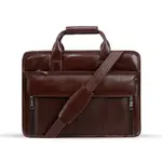 Mens 16 Inch Crossbody Shoulder Office Bag Retro College Satchel – Color: Brown – Thumbnail 2