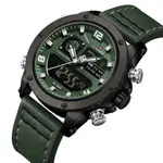 Naviforce NF9236 Military Style Comfortable Leather Strap Dual Movement Sports Men’s Watch – Dial Color: Green, Strap Color: Black – Thumbnail 3
