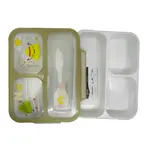 3-Compartment Leak-Proof Plastic Lunch Box – Color: Green – Thumbnail 1