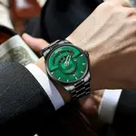 Nibosi 2509 High Quality Stainless Steel Fashion Men's Watch – Dial Color: Green, Strap Color: Black – Thumbnail 4