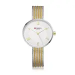 CURREN 9020 Mesh Stainless Steel Analog Watch For Women – Dial Color: White, Strap Color: Gold  – Thumbnail 1