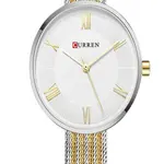 CURREN 9020 Mesh Stainless Steel Analog Watch For Women – Dial Color: White, Strap Color: Gold  – Thumbnail 3