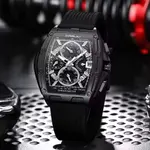 CRRJU 2317 Authentic Soft Silicone Strap Multifunctional Chronograph Sports Men's Watch – Dial Color: Black, Strap Color: Black – Thumbnail 3