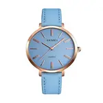 SKMEI 1397 Minimalist Minor Girl Collection Leather Strap Watch – Dial Color: Blue, Strap Color: Blue – Thumbnail 1