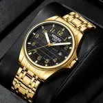 Nibosi 2572 Stainless Steel And Multifunction Waterproof Men's Watch – Dial Color: Black, Strap Color: Gold – Thumbnail 2