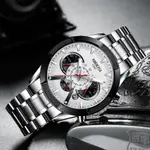 Nibosi 2379 Luxury Stainless Steel Chronograph Men's watch – Dial Color: White, Strap Color: White – Thumbnail 3