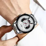 Nibosi 2379 Luxury Stainless Steel Chronograph Men's watch – Dial Color: White, Strap Color: White – Thumbnail 4